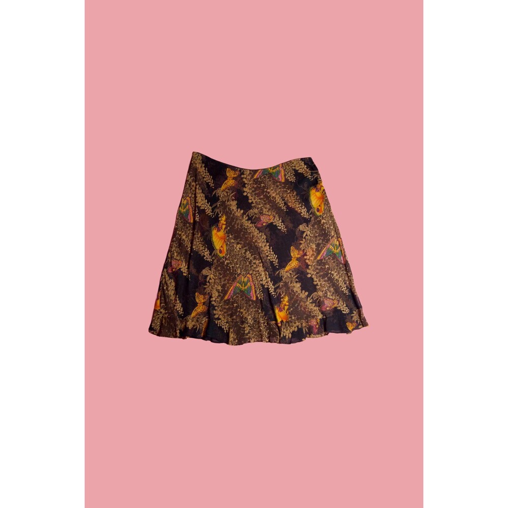 1990s BETSEY JOHNSON Semi Sheer Ruffle Hem. A-Line BUTTERFLY Skirt. S-M. AS IS